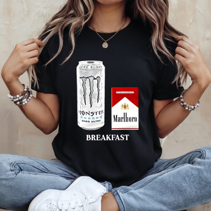 Breakfast White Monster and Marlboro Red Cigarette_Ladies T-Shirt
