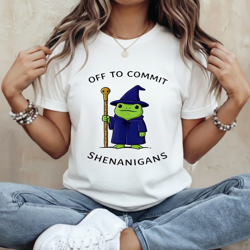Frog wizard Off to commit shenanigans quote_Classic Women's T-Shirt