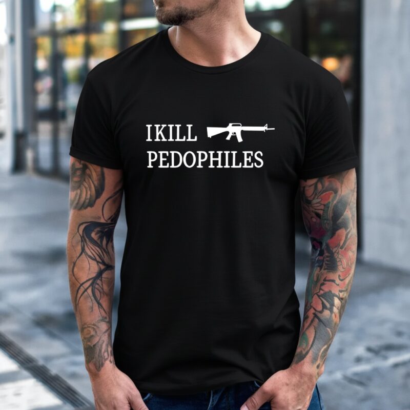 I kill pedophiles rifle silhouette_T-Shirt