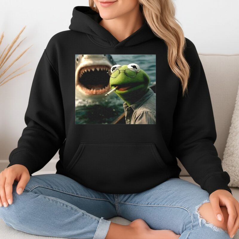 Kermit the Frog smoking Jaws muppet meme_Hoodie